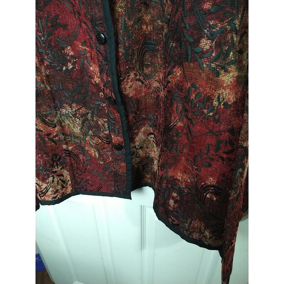 Christopher Banks Woman XL Blazer Floral Tapestry Button Up Long Sleeve Y2K - Picture 6 of 10
